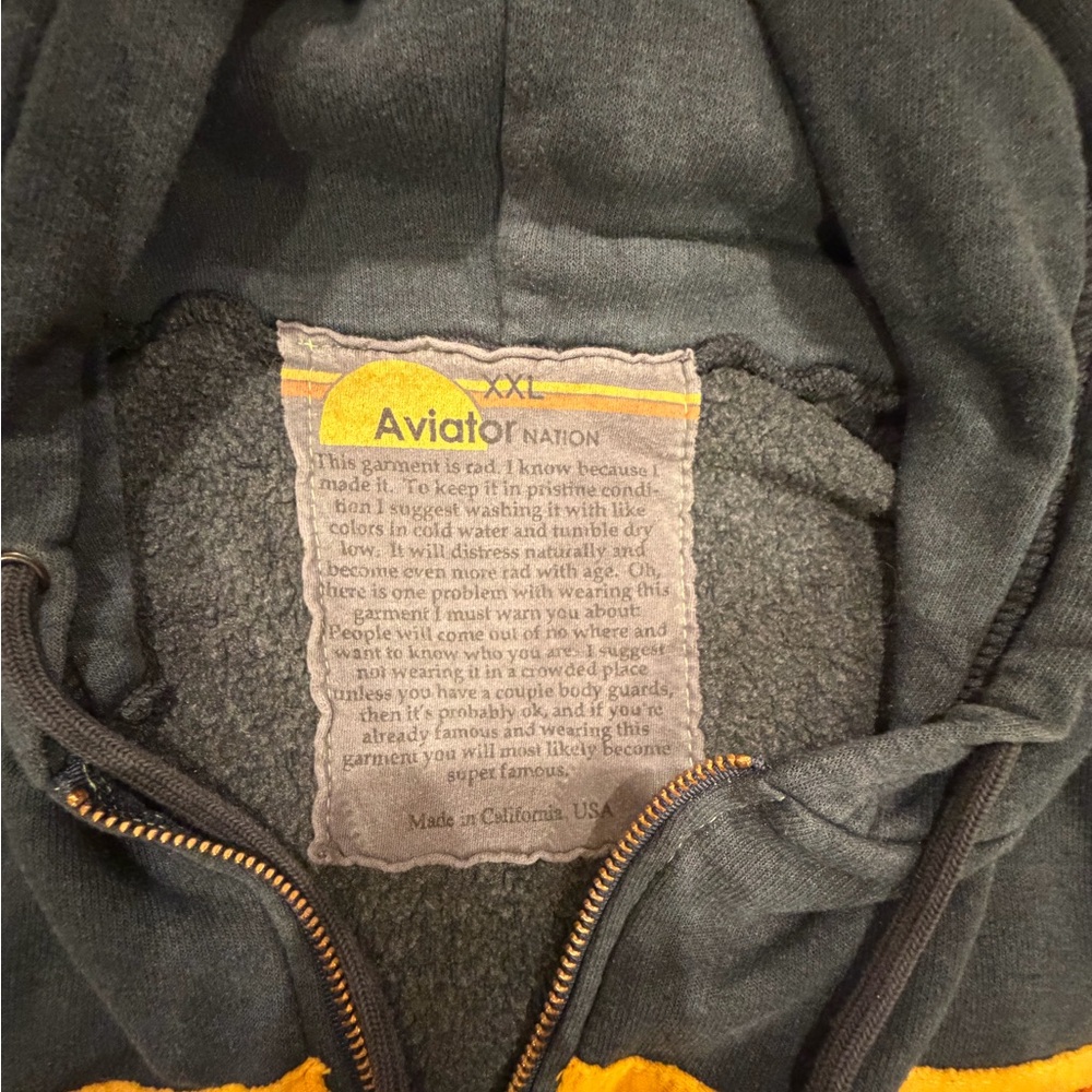 Aviator Nation Gray Hoodie with Colorful Stripes XXL - Picture 3 of 3